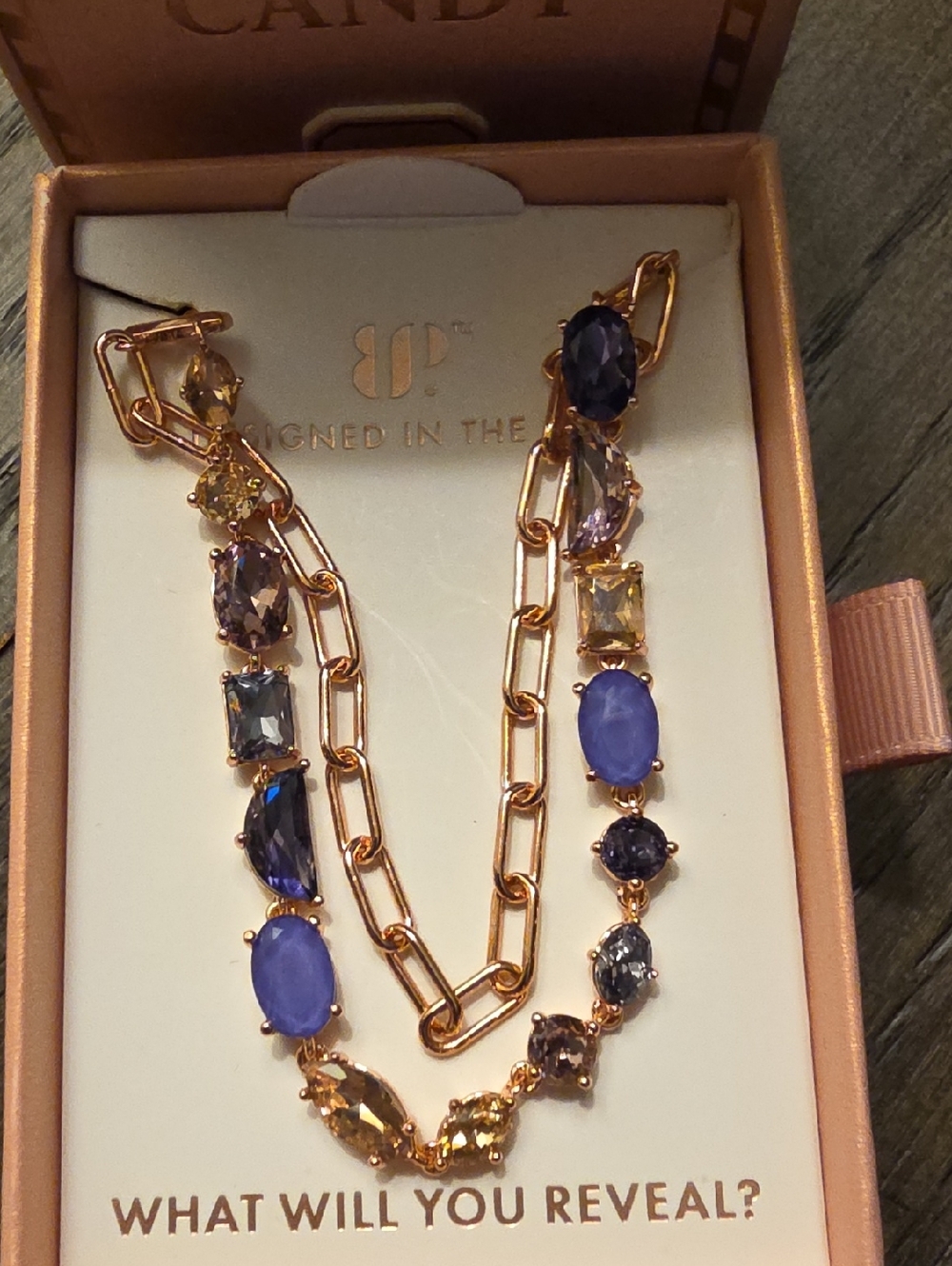 BP Holiday Jewel Candy Multi-Stone Purple Statement Double Bracelet